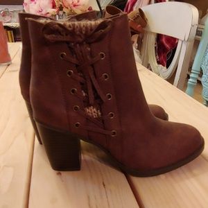 Brown booties 3 inch heels
